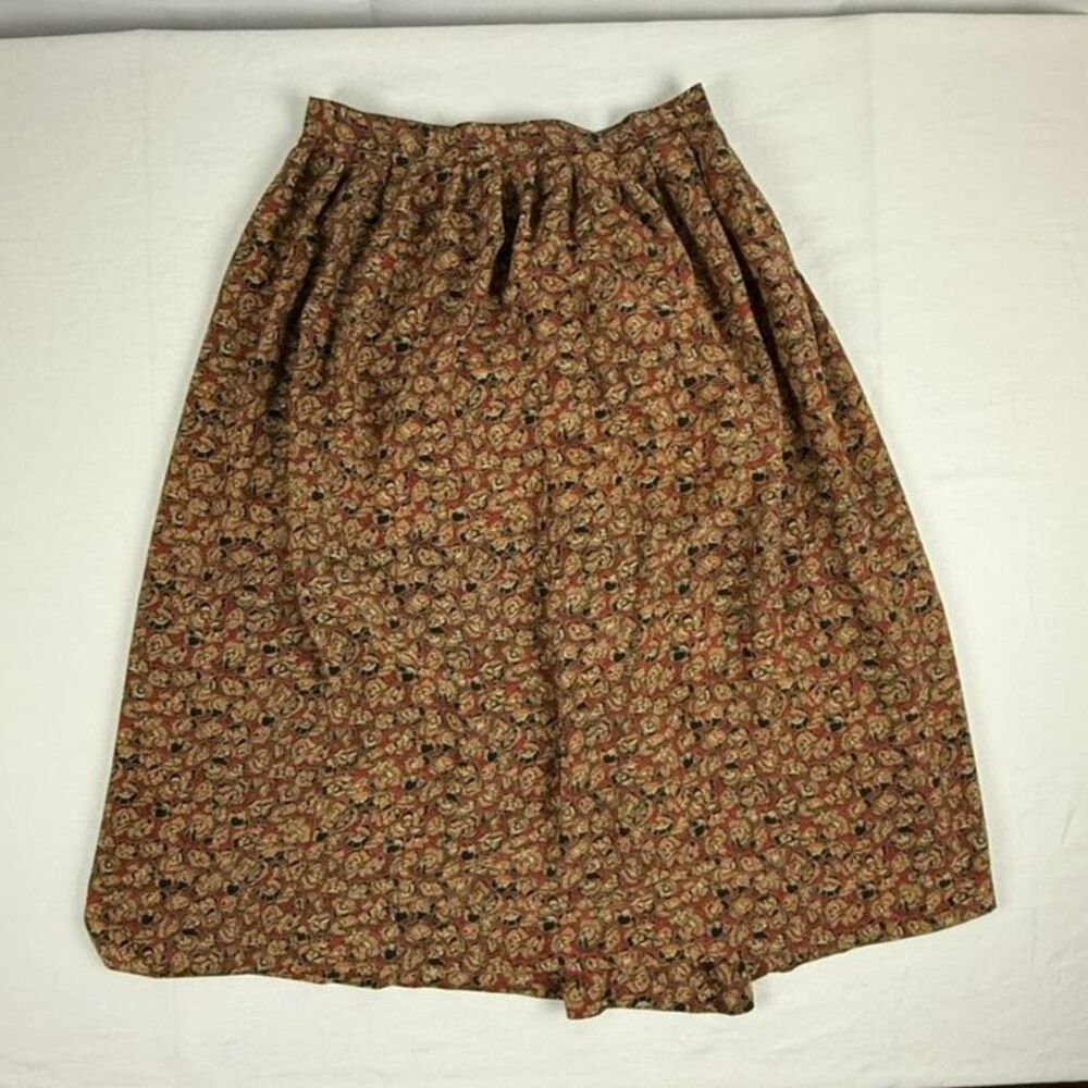 100% Silk Royal Silk Floral Pleated Skirt - S